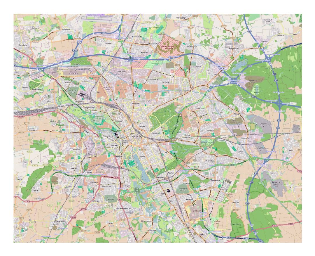 Gran mapa detallado de la ciudad de Hannover