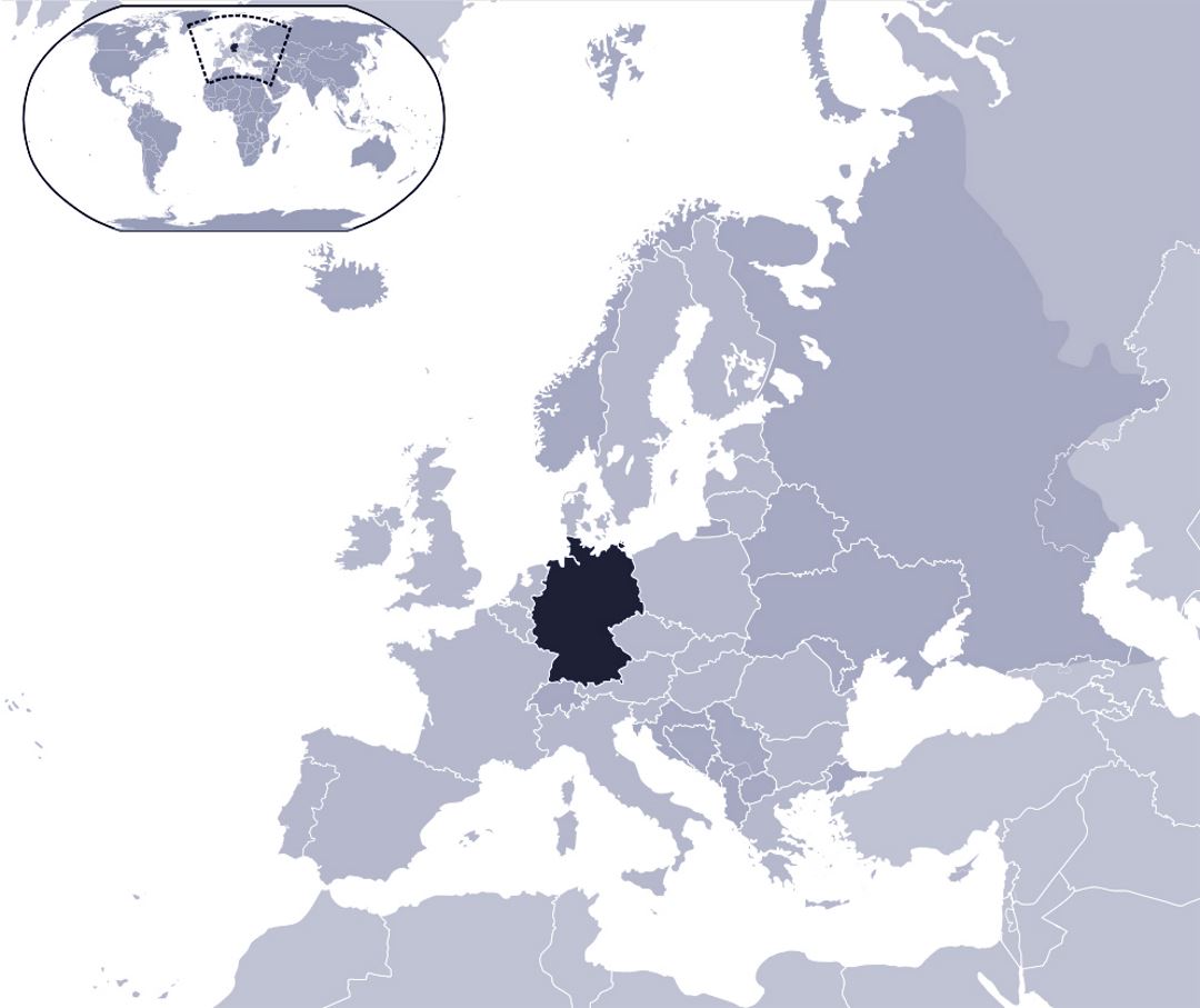 Mapa de localización detallada de Alemania