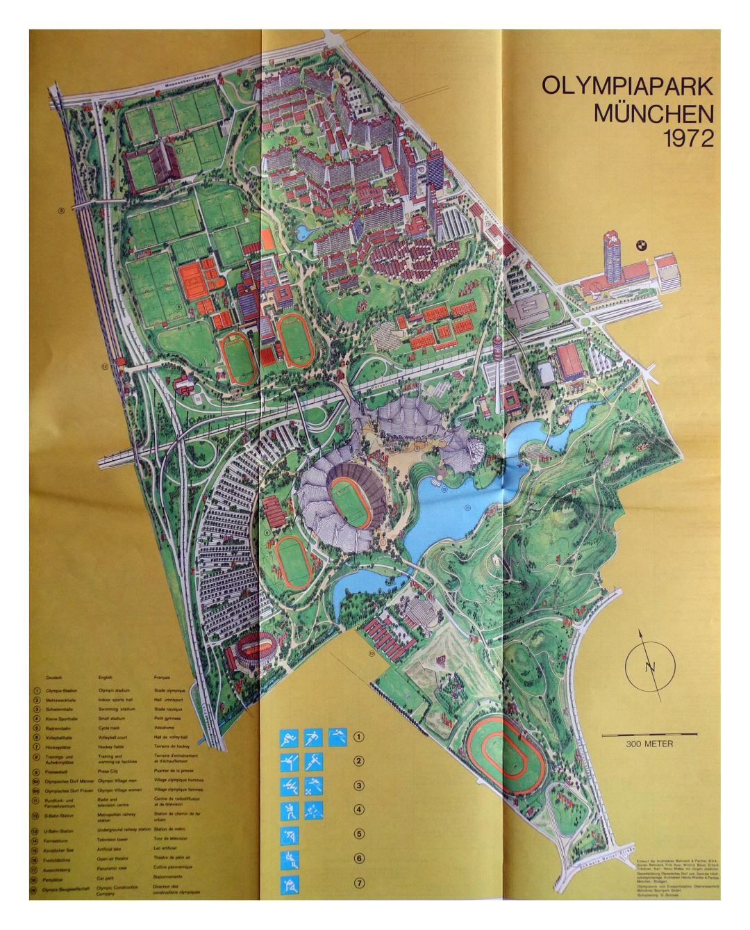 Gran mapa detallado de Olimpic Parque de Múnich - 1972