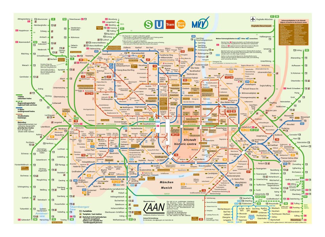 Mapa grande bus detallada de la ciudad de Múnich