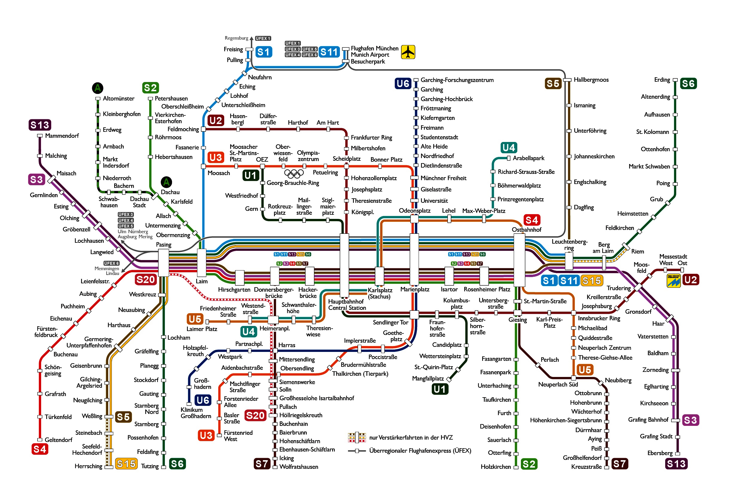 Mapa grande de metro detallado de Múnich | Múnich | Alemania | Europa |  Mapas del Mundo