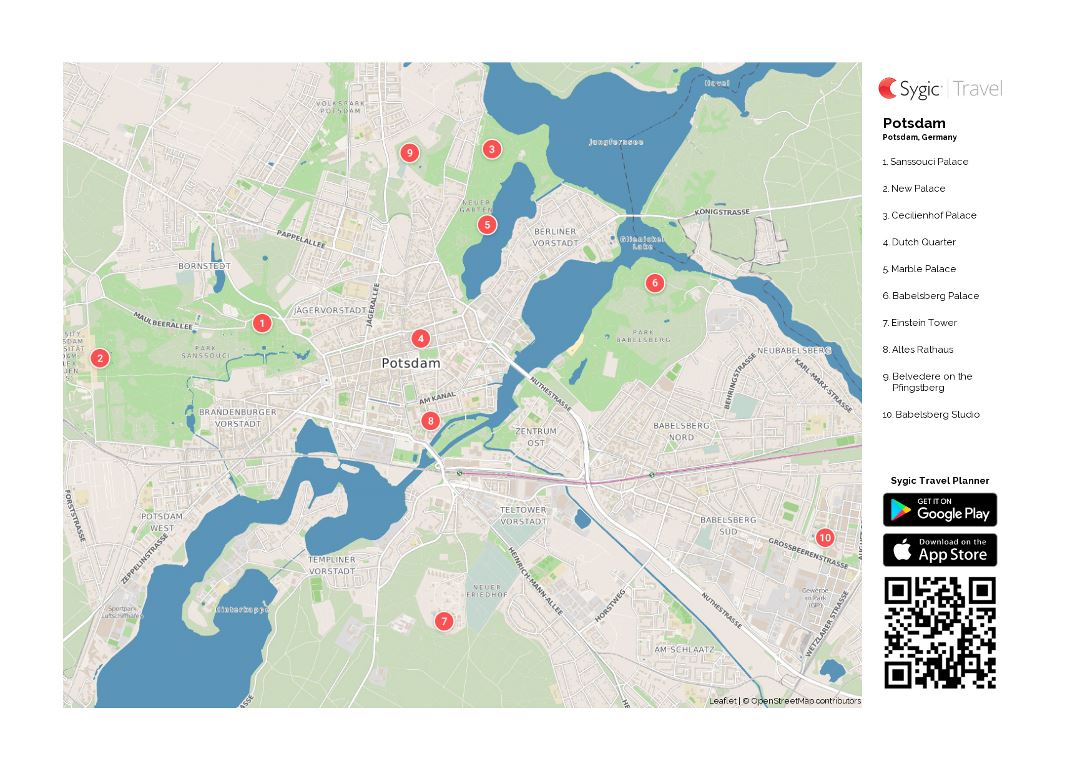 Mapa de la detallada grande de la ciudad de Potsdam