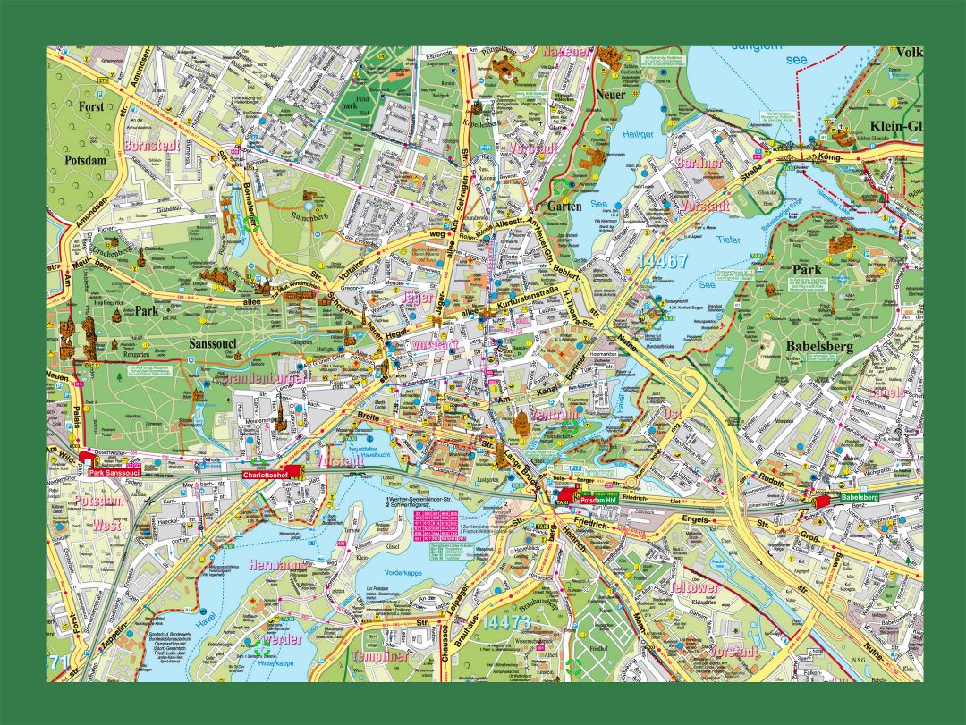 Mapa grande de Potsdam con otras marcas