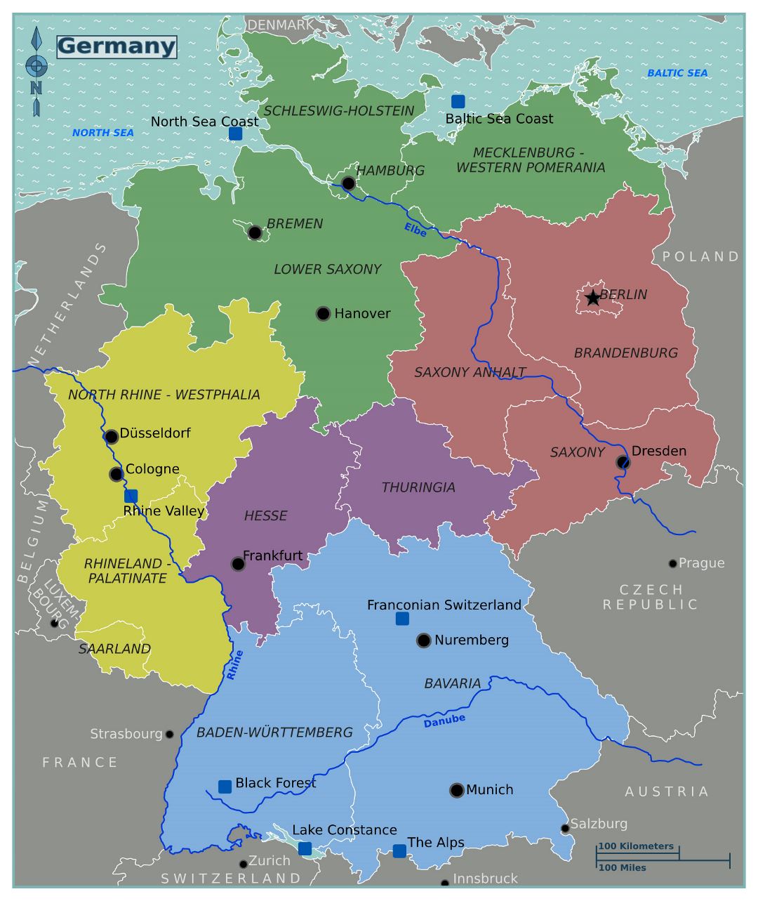 Regiones gran mapa de Alemania