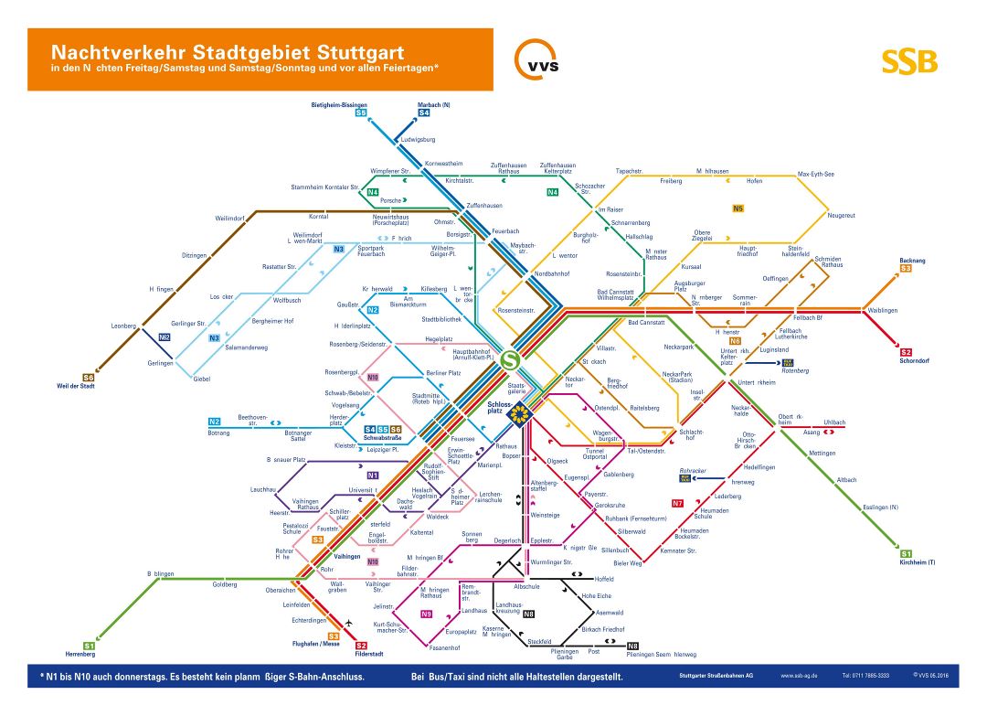 Mapa de S-Bahn detallada grande de la ciudad de Stuttgart