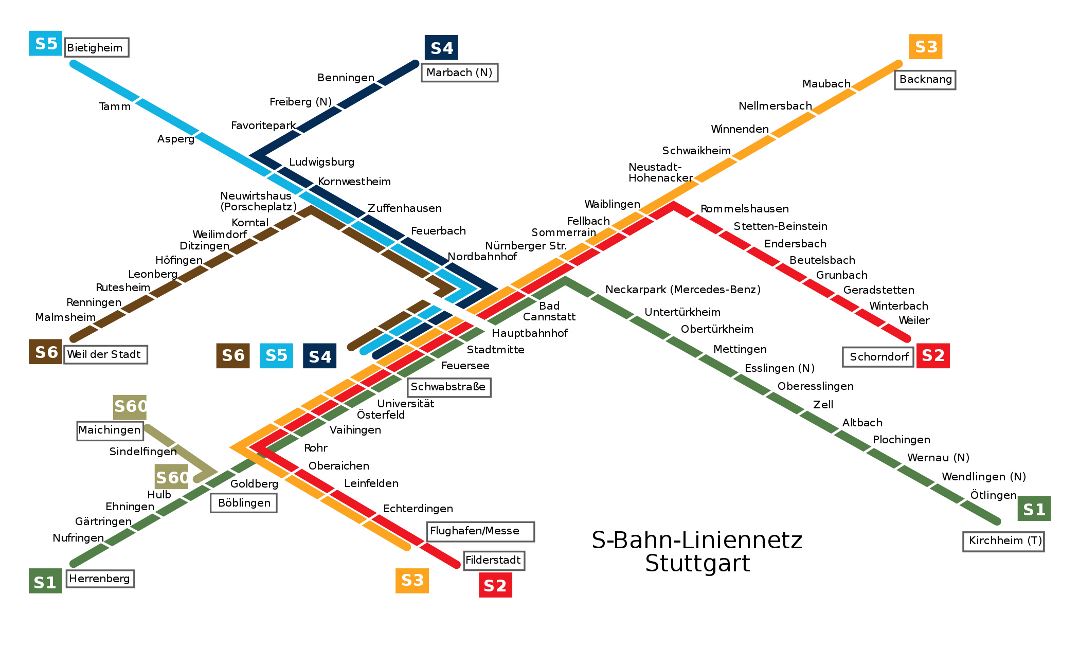 Mapa grande de metro de la ciudad de Stuttgart