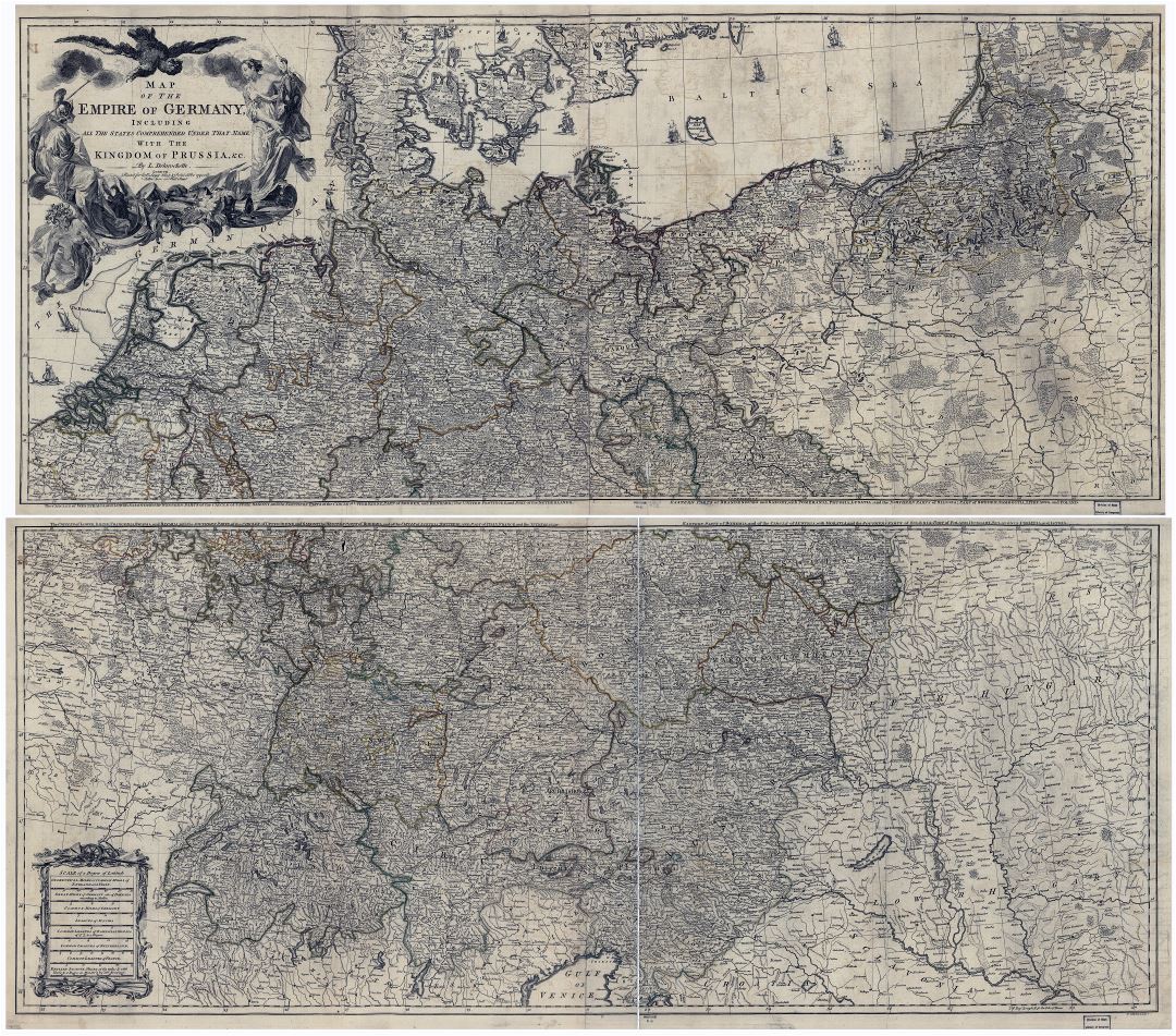 Viejo mapa a gran escala del Imperio de Alemania - 1782