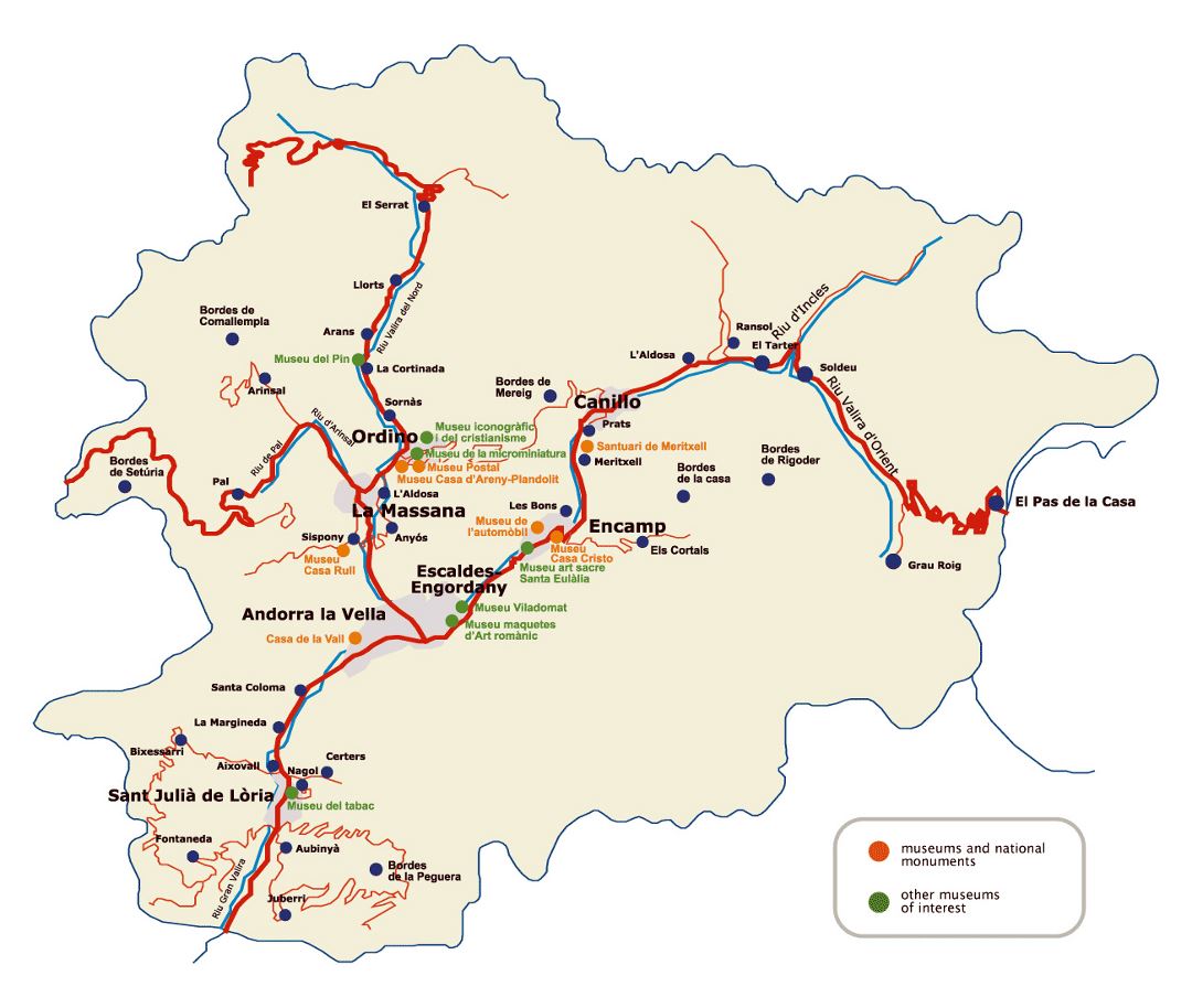 Mapa grande turística de Andorra