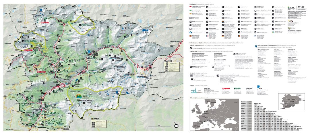 Mapa grande turística detallada de Andorra