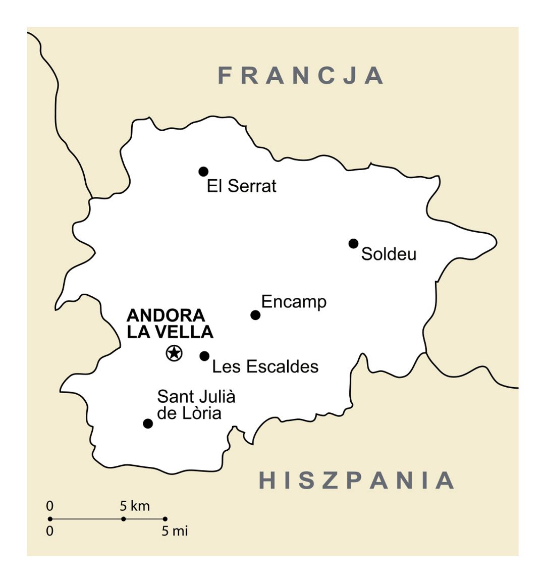 Mapa político grande de Andorra