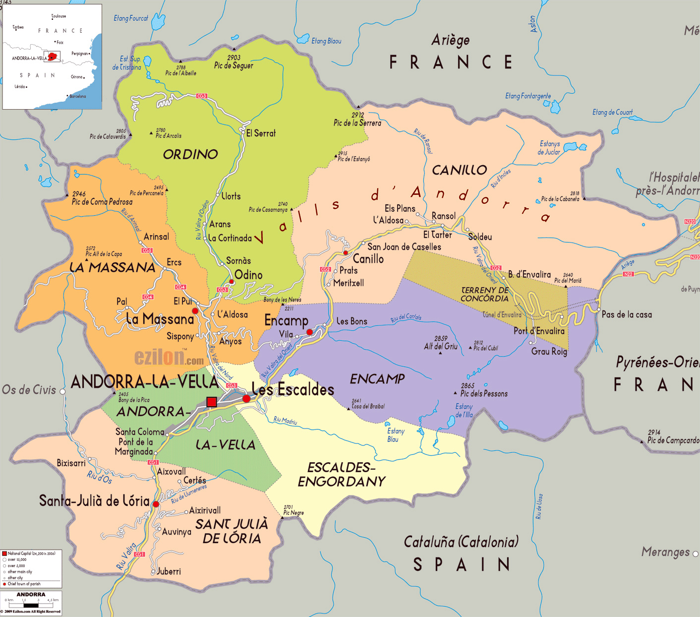 Mapa Pol tico Y Administrativo Grande De Andorra Con Los Caminos Y 