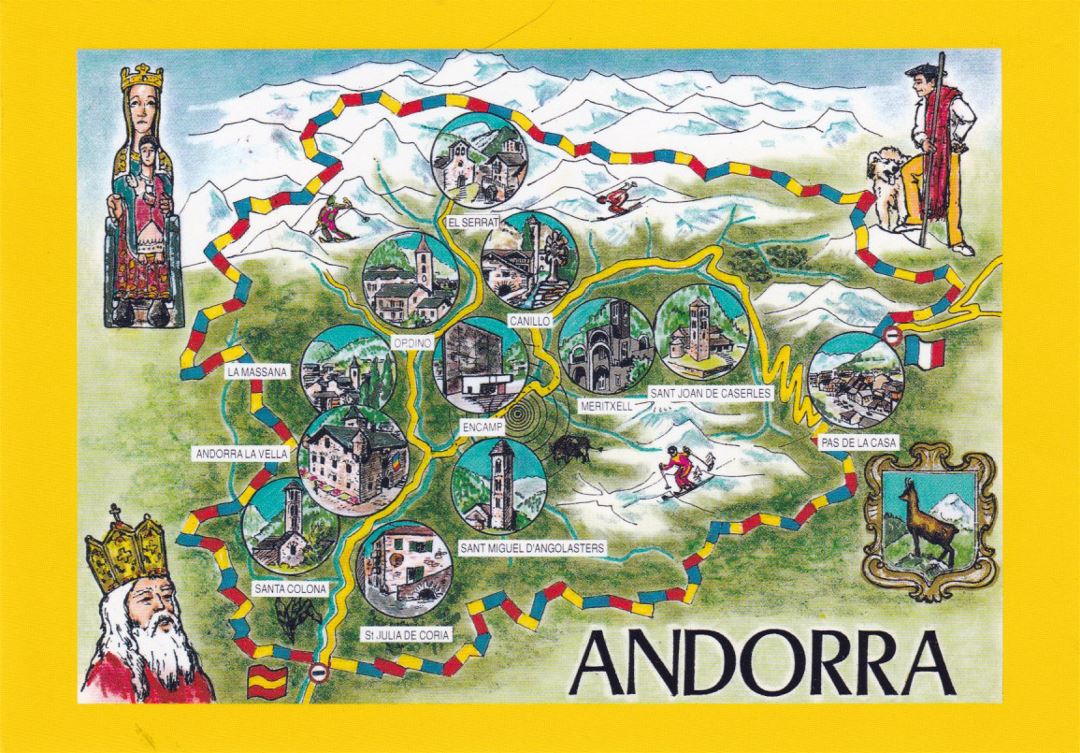 Turística detallada Andorra mapa ilustrado