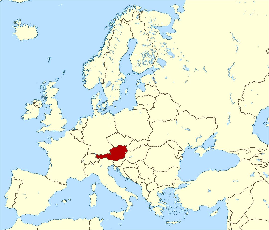 Grande mapa de ubicación de Austria