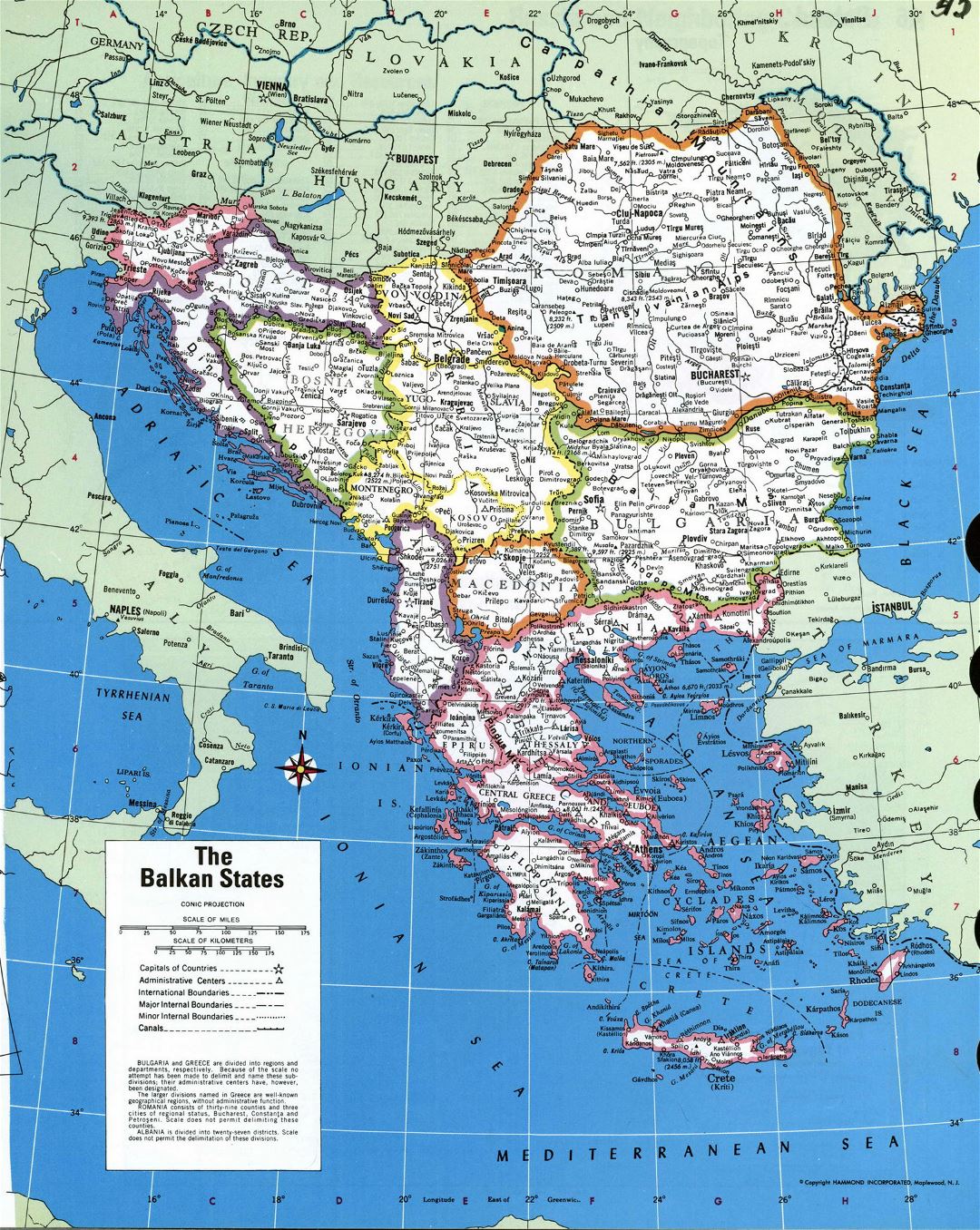 Mapa grande política detallada de los Balcanes