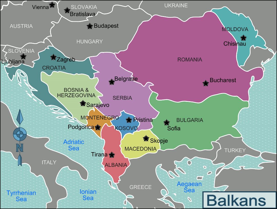 Regiones gran mapa de los Balcanes