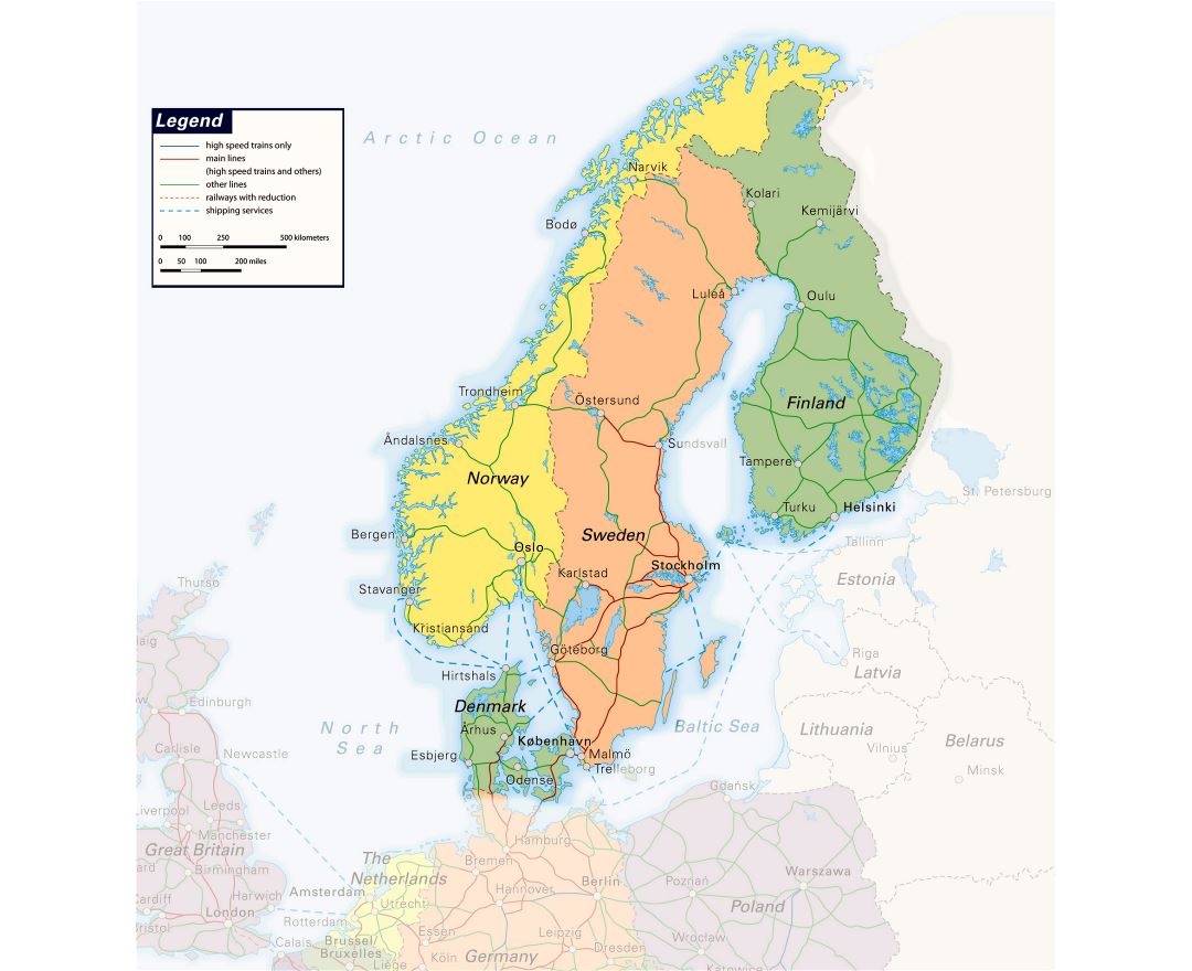 Mapa Da Suécia Noruega Finlandia Dos Países De Escandinávia