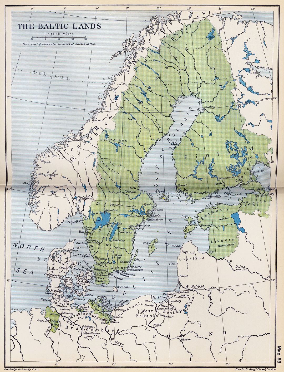 Mapa grande antiguo de las Tierras del Báltico - 1661