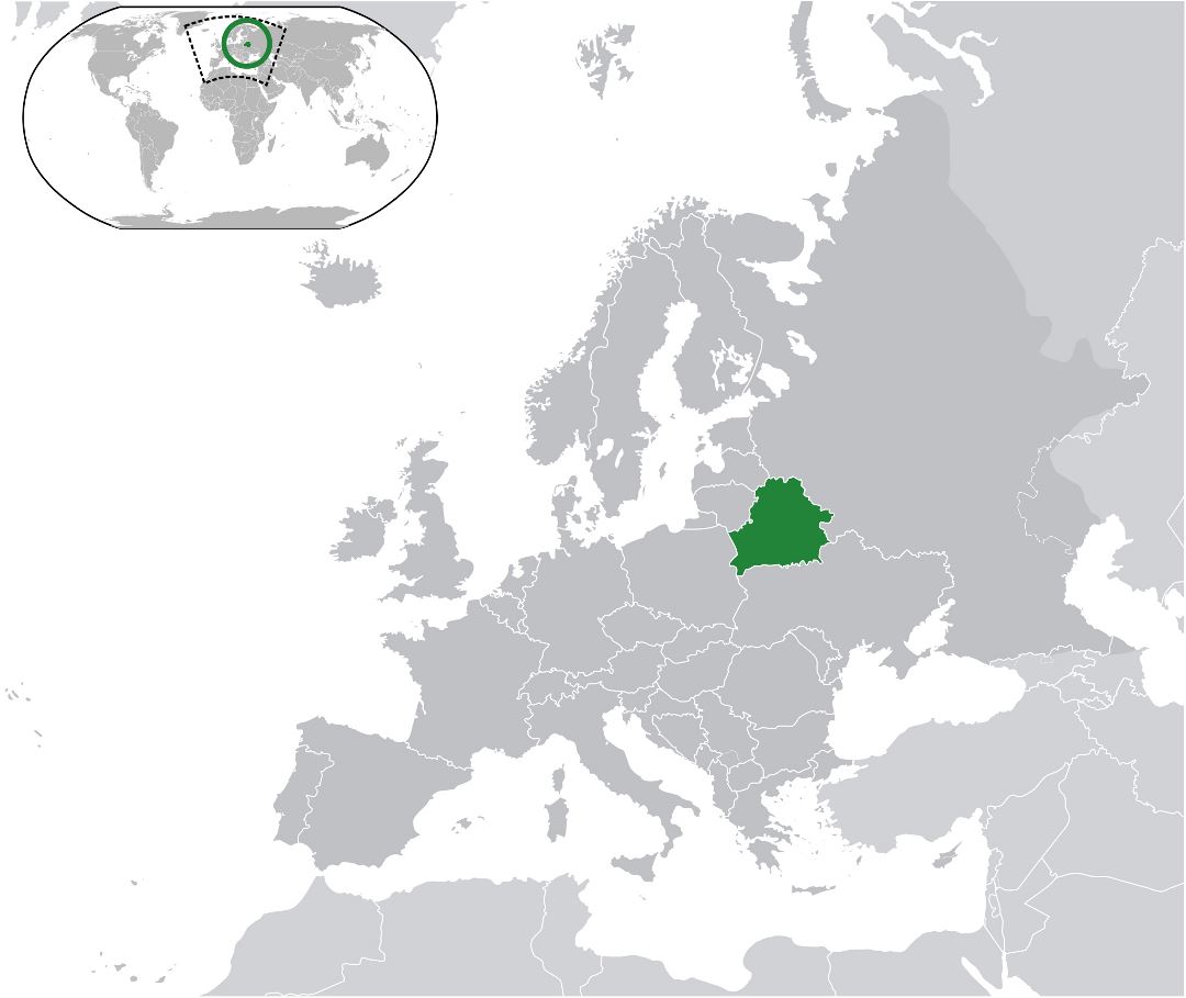 Grande mapa de ubicación de Belarús en el Mundo