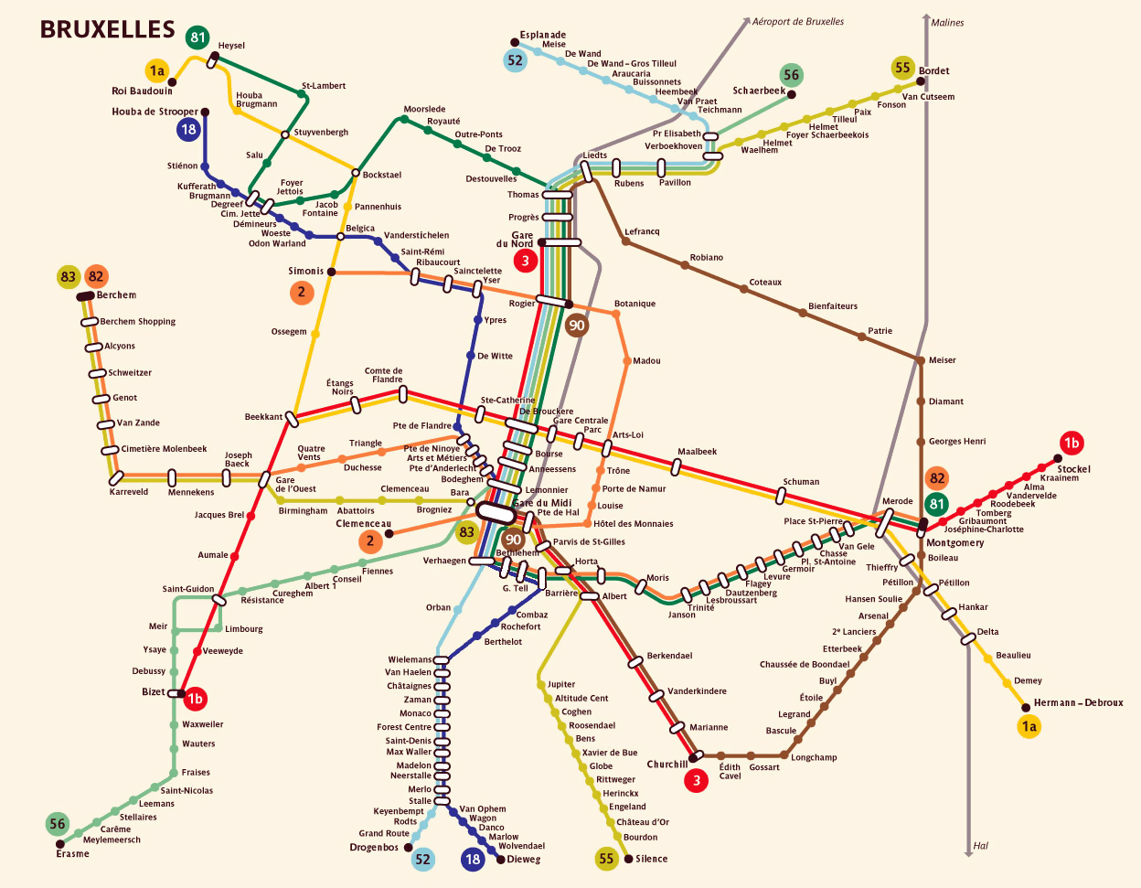 Mapa grande de metro detallado de la ciudad de Bruselas | Bruselas |  Bélgica | Europa | Mapas del Mundo