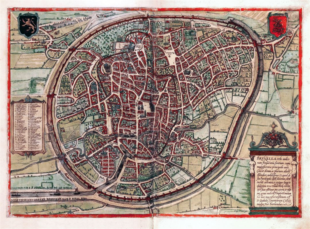Mapa grande medieval detallada de la ciudad de Bruselas