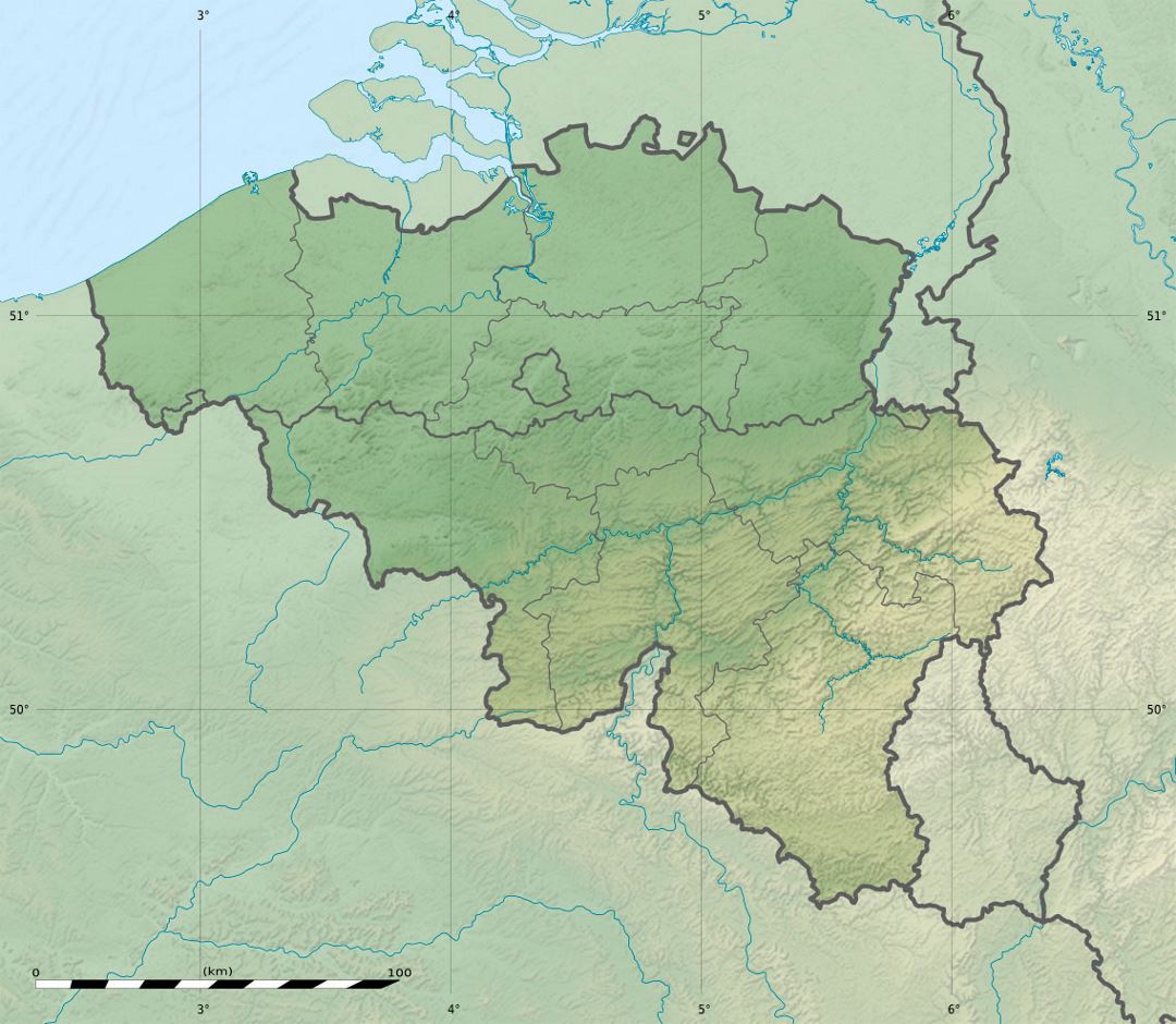 Gran mapa en relieve de Bélgica