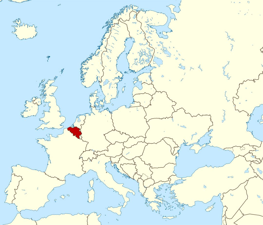 Grande mapa de ubicación de Bélgica
