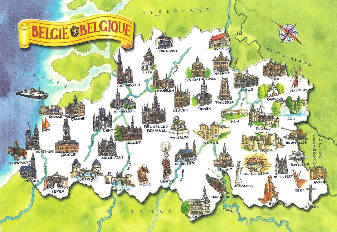Grandes recorridos detallada ilustra un mapa de Bélgica