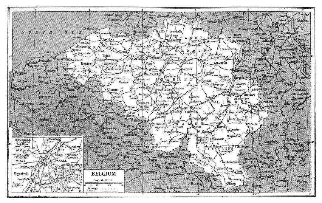 Mapa grande antigua de Bélgica - 1922