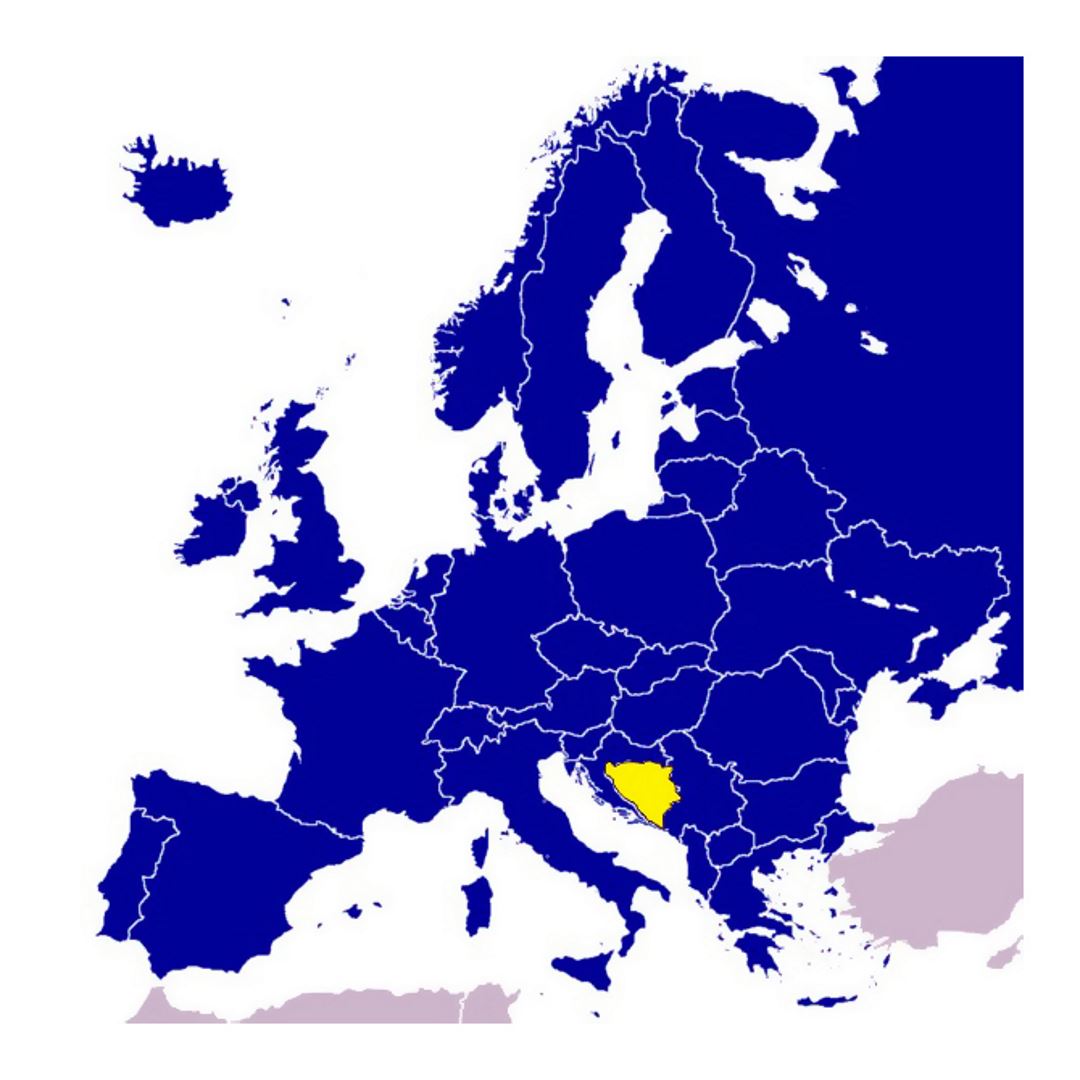 Bosnia y Herzegovina el mapa de Europa