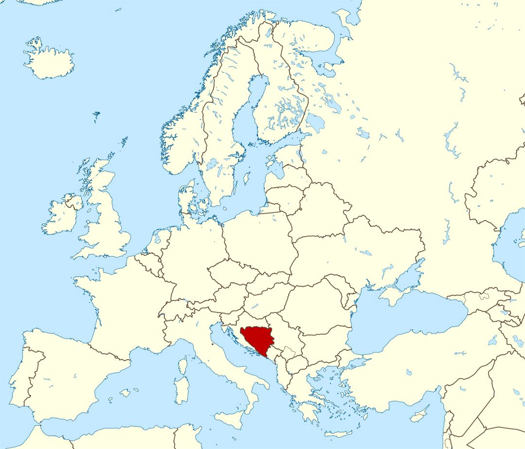 Mapa grande localización de Bosnia y Herzegovina
