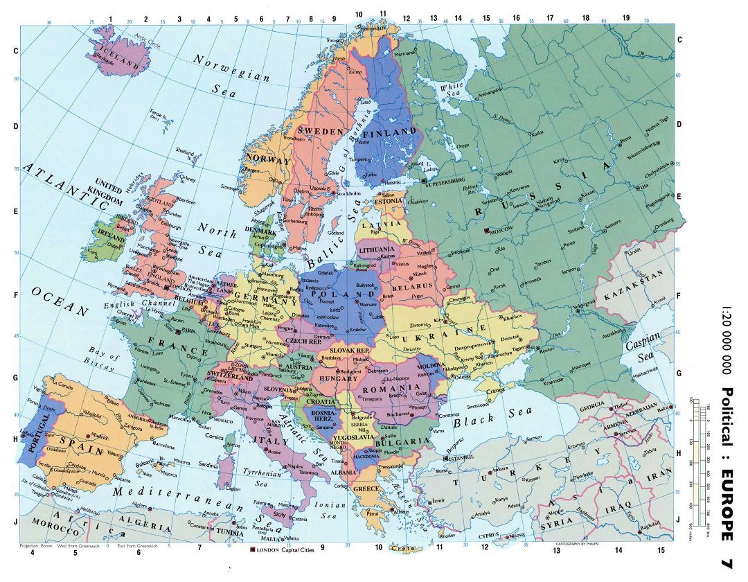 Carta política detallado de Europa