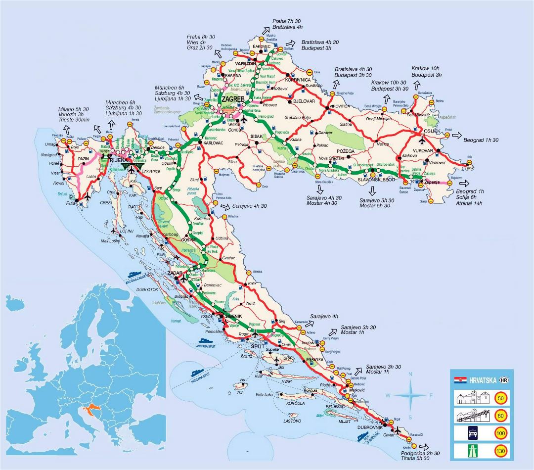 Hoja de ruta detallada de Croacia