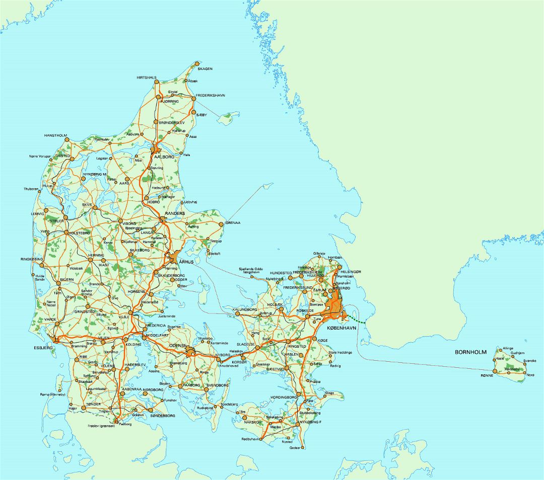 Gran hoja de ruta de Dinamarca