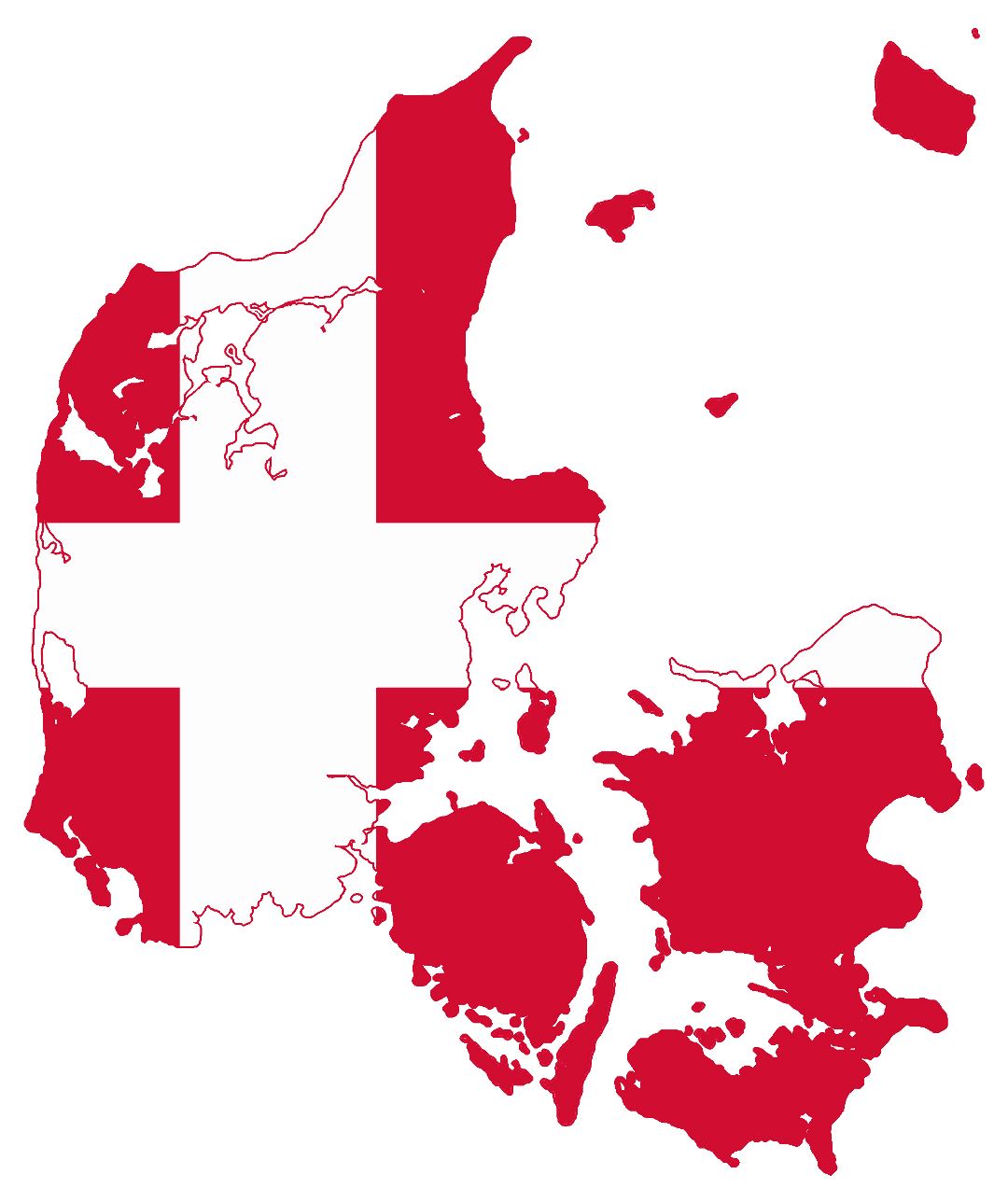 Mapa grande de la bandera de Dinamarca
