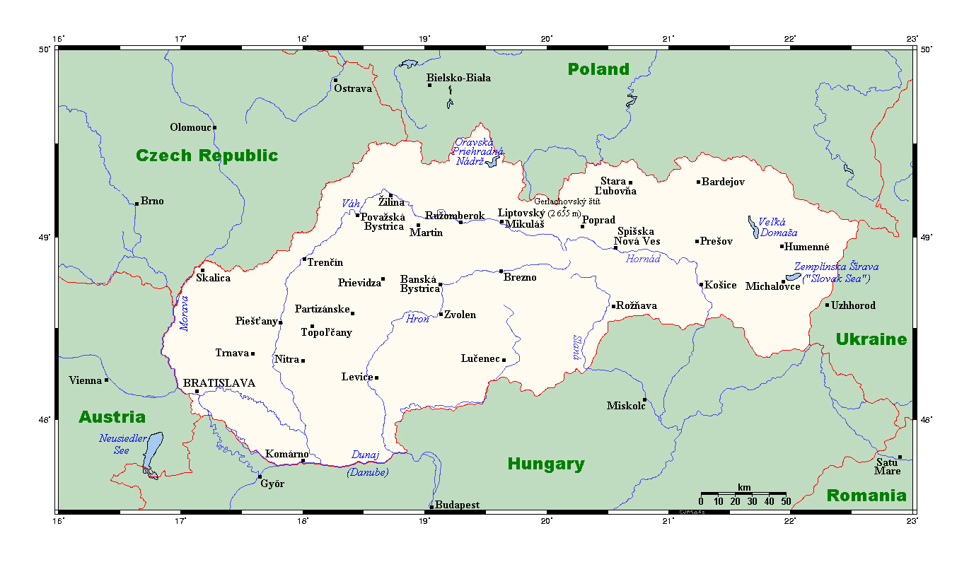 Detallado Mapa De Eslovaquia Con Principales Ciudades Eslovaquia 