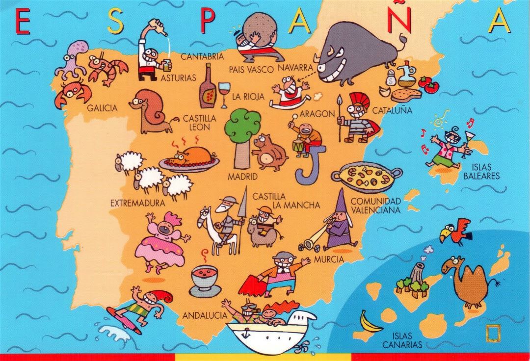 Grande mapa divertido de España