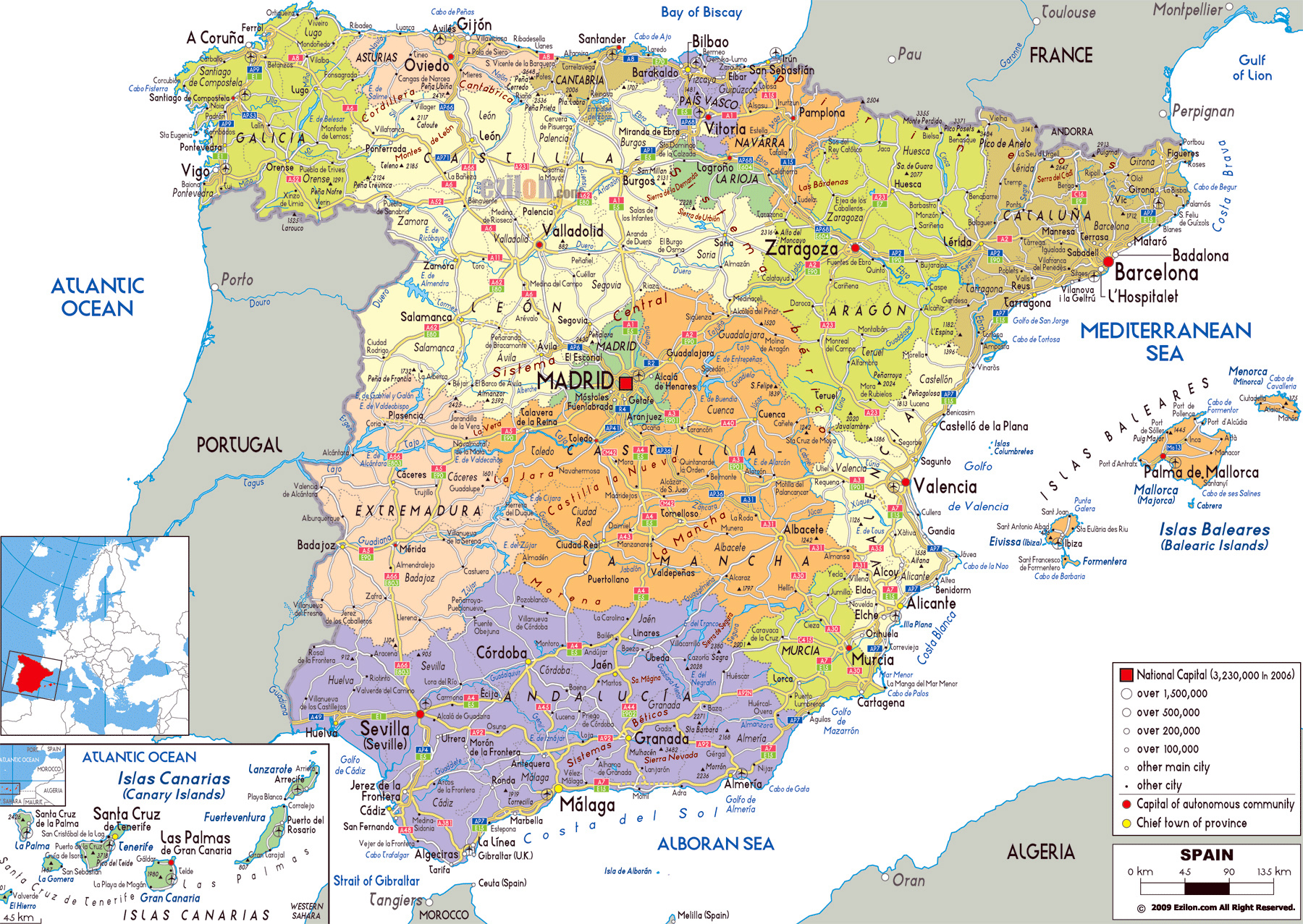 Mapa De Espana Ciudades