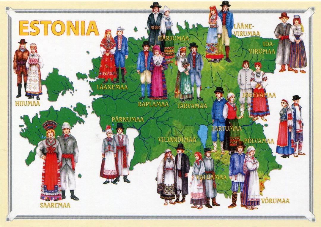 Ampliación de trajes típicos mapa de Estonia