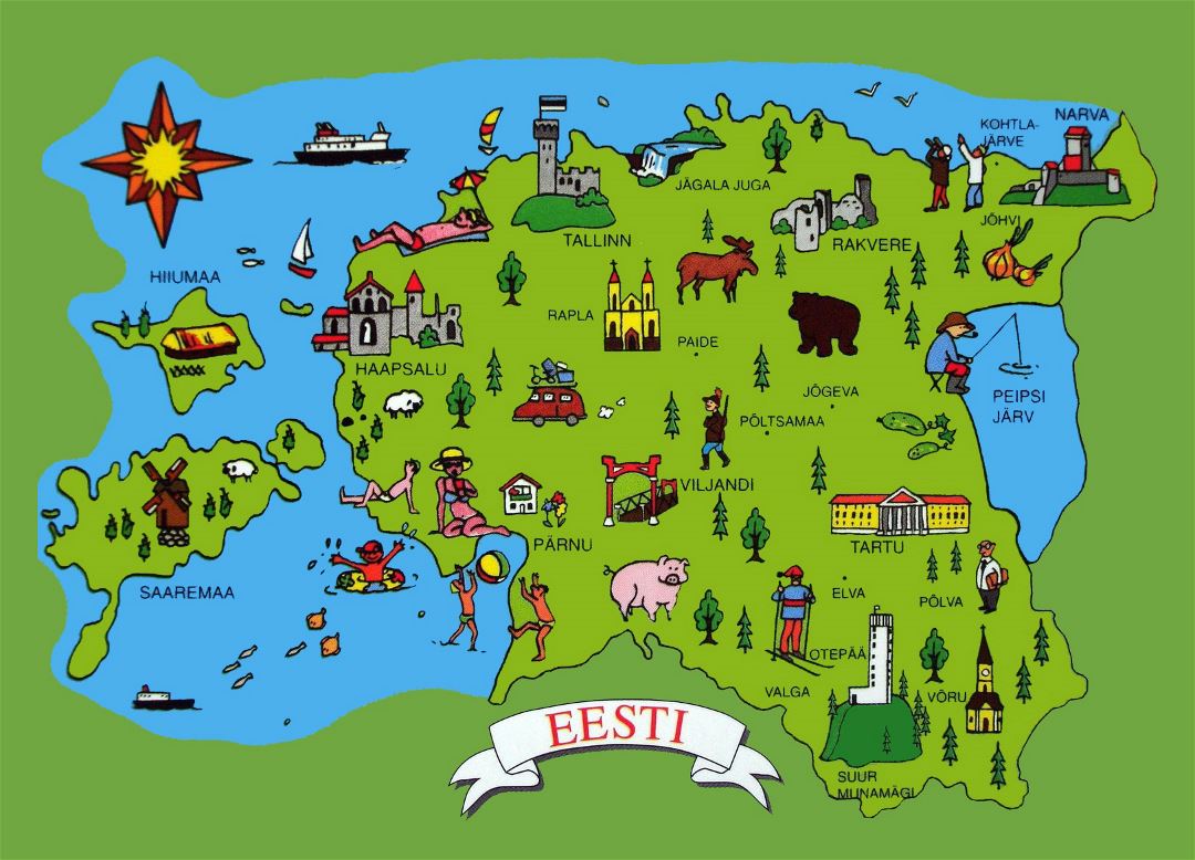 Viaje de tamaño grande ilustra un mapa de Estonia
