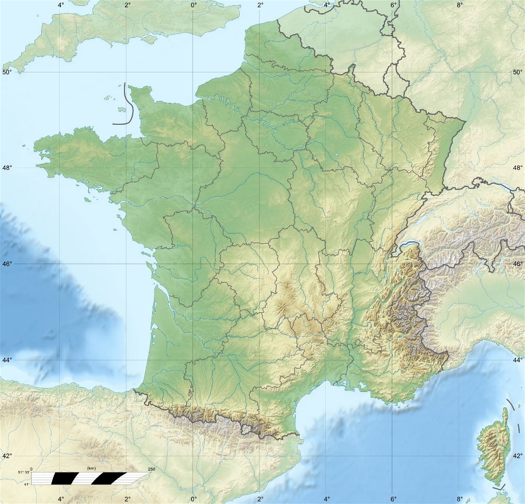 Gran mapa en relieve de Francia