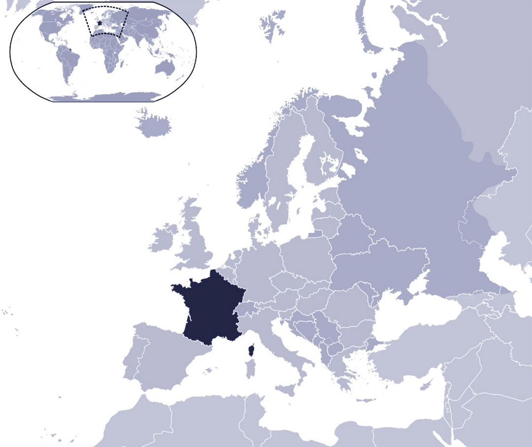 Grande mapa de ubicación de Francia