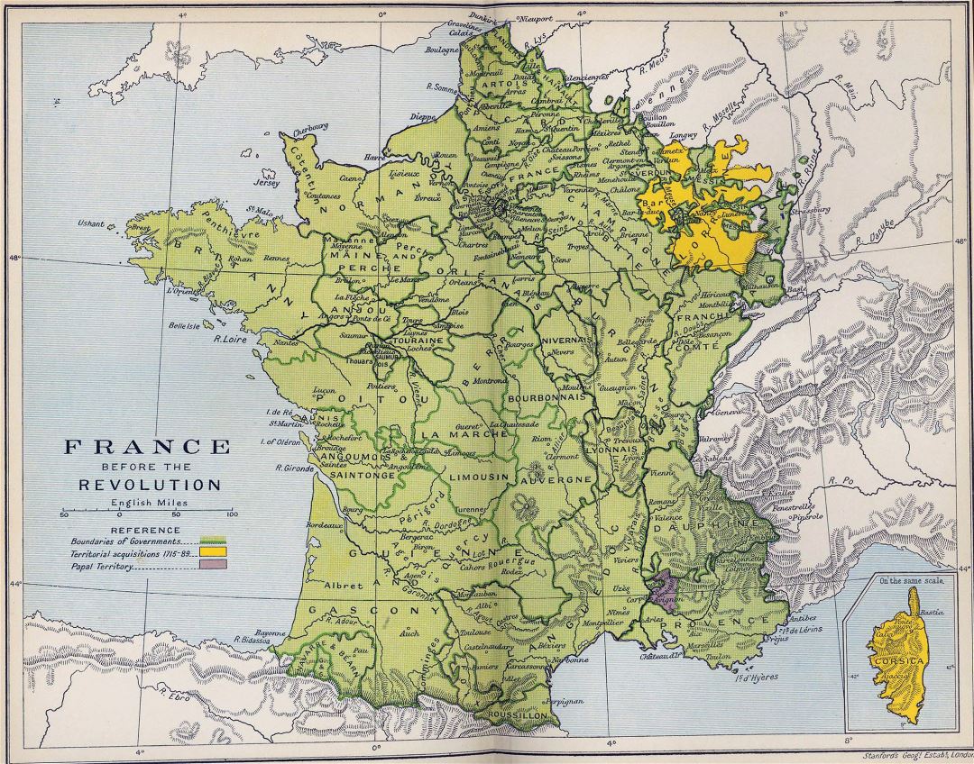 Mapa grande de edad detallado de Francia antes de la revolución - 1788