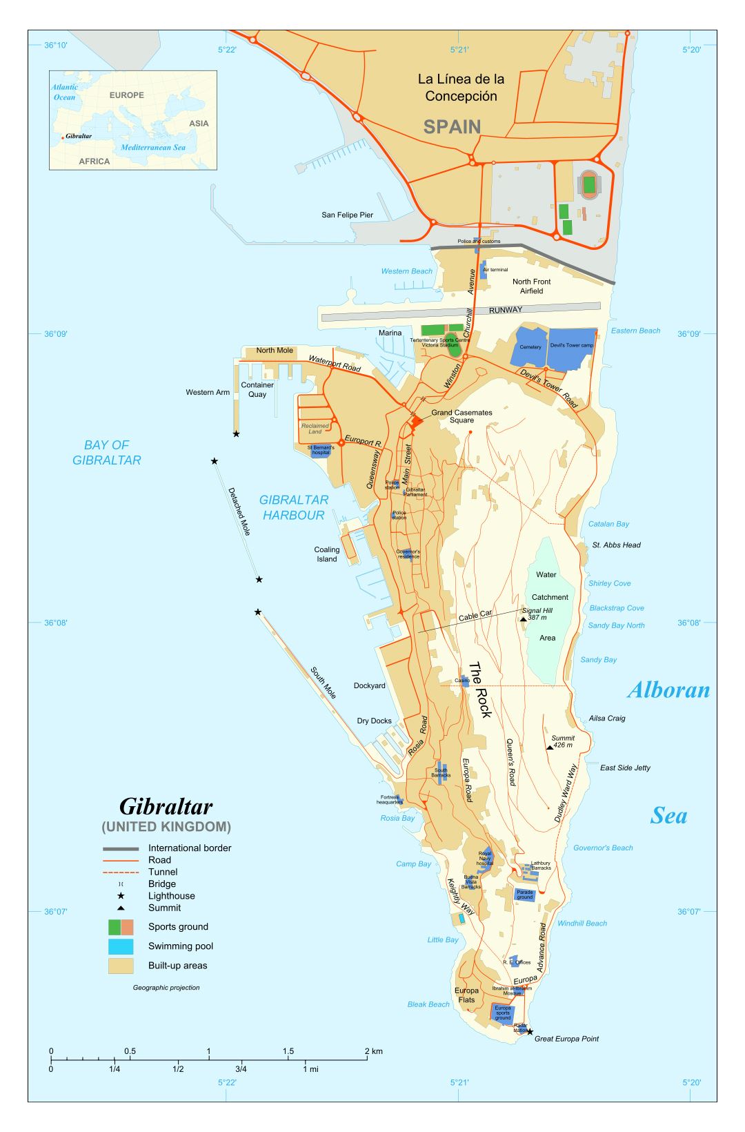 Mapa grande de Gibraltar