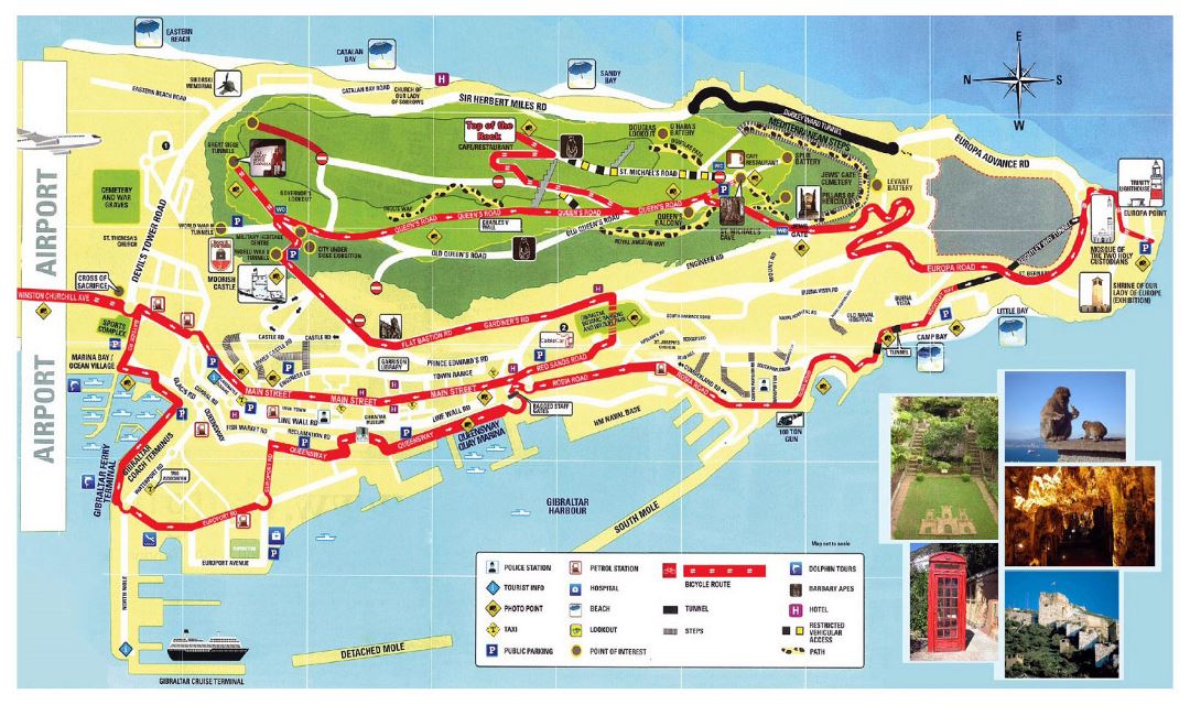 Mapa grande de turismo de Gibraltar