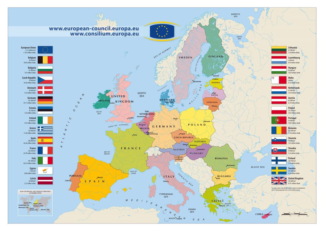Gran mapa detallado de la Unión Europea - 2011