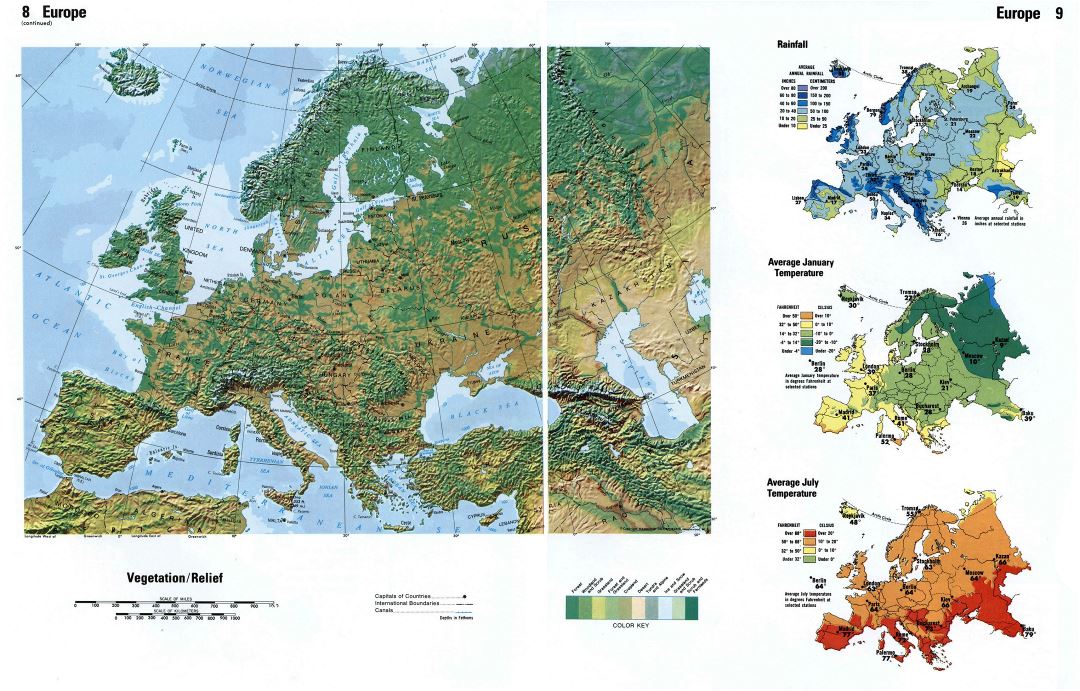 Gran mapa en relieve de Europa