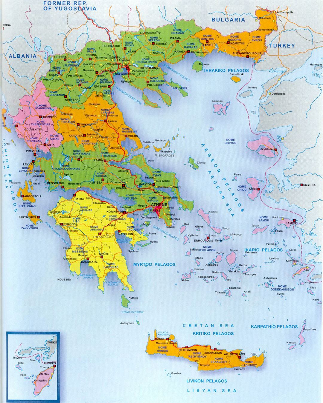 Mapa político y administrativo de Grecia