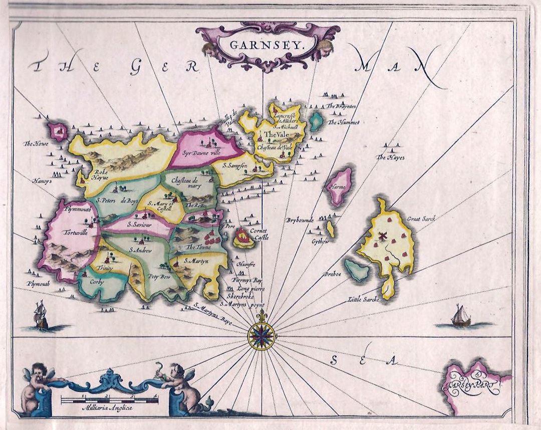 Antiguo mapa administrativo de Guernesey