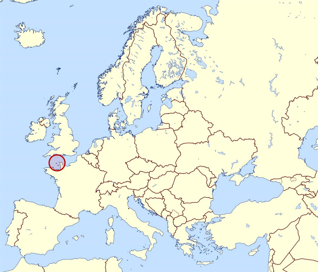 Mapa grande localización de Guernesey en Europa