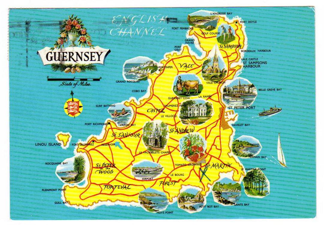Turística detallada ilustra mapa de Guernsey
